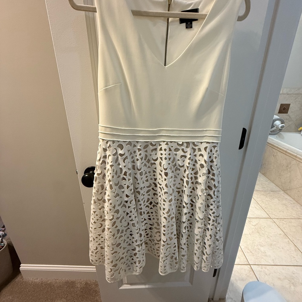 Xscape Cream Lace Mini Dress